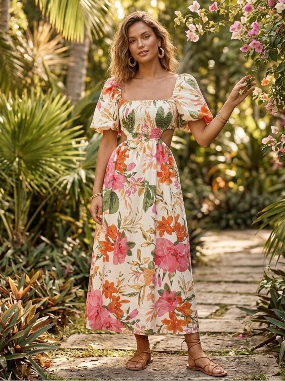 Hint of Blush Floral Puff Sleeve Dress